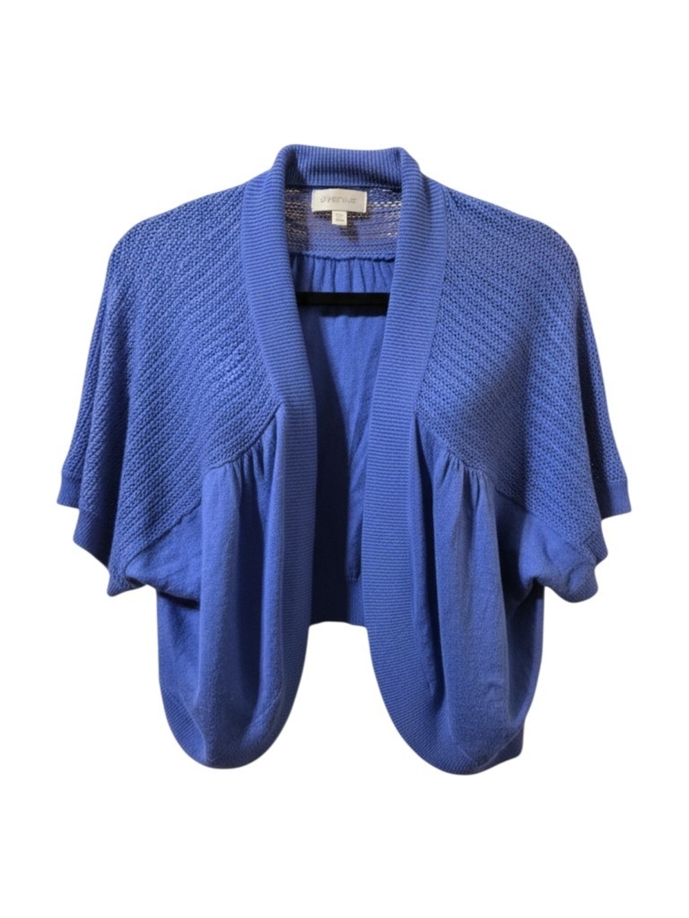 AVENUE Blue Open-Front Short Sleeve Cardigan Shrug